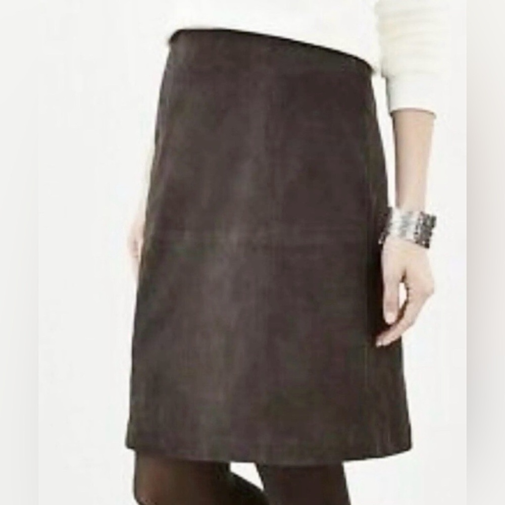 NEW J Jill Women Size‎ 14 Pencil Skirt Chocolate Brown Faux Suede Officecore